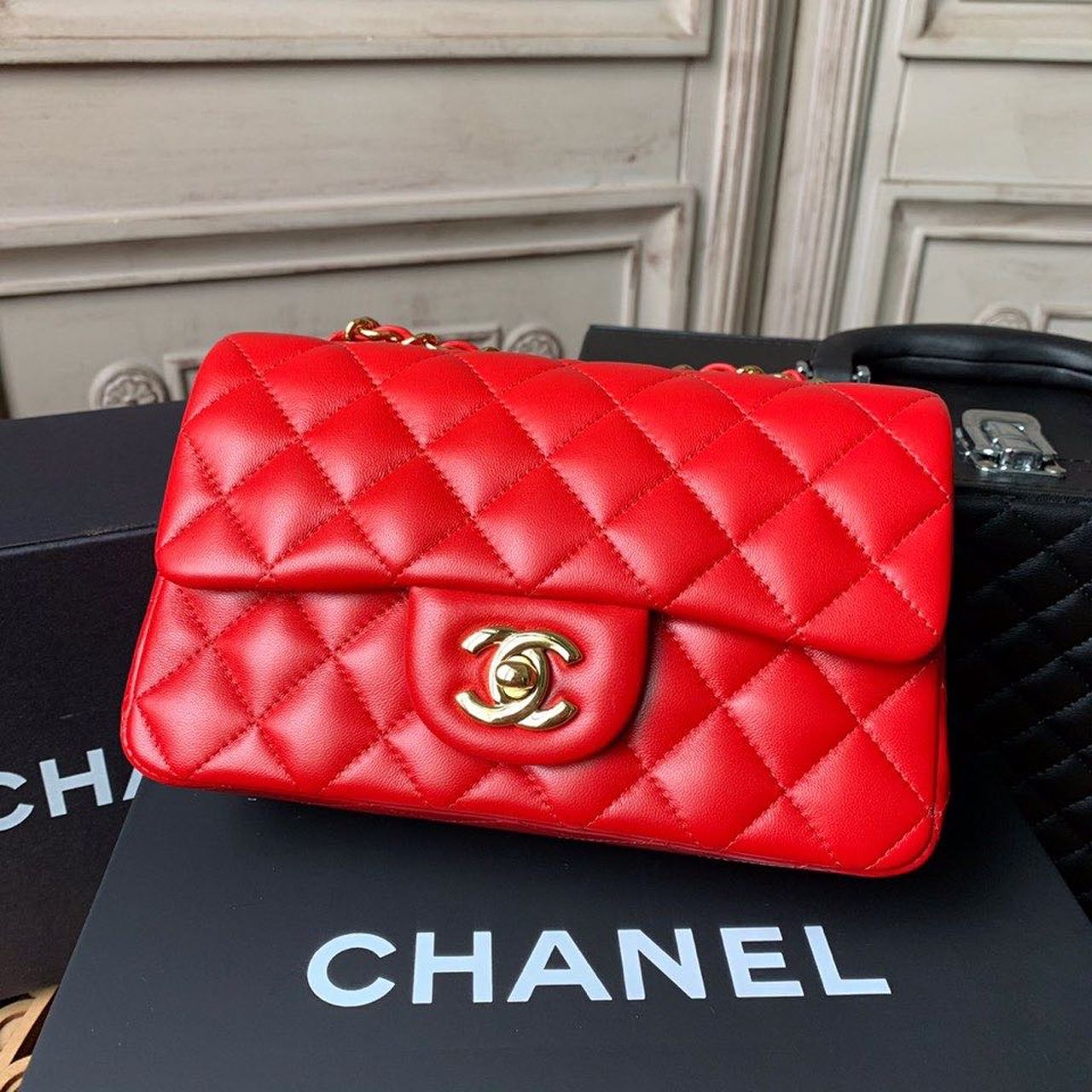 CHLMini Flap Bag Red For Women, Women’s Bags, Women’s Bag, Shoulder And Crossbody 7.8in/20cm A69900