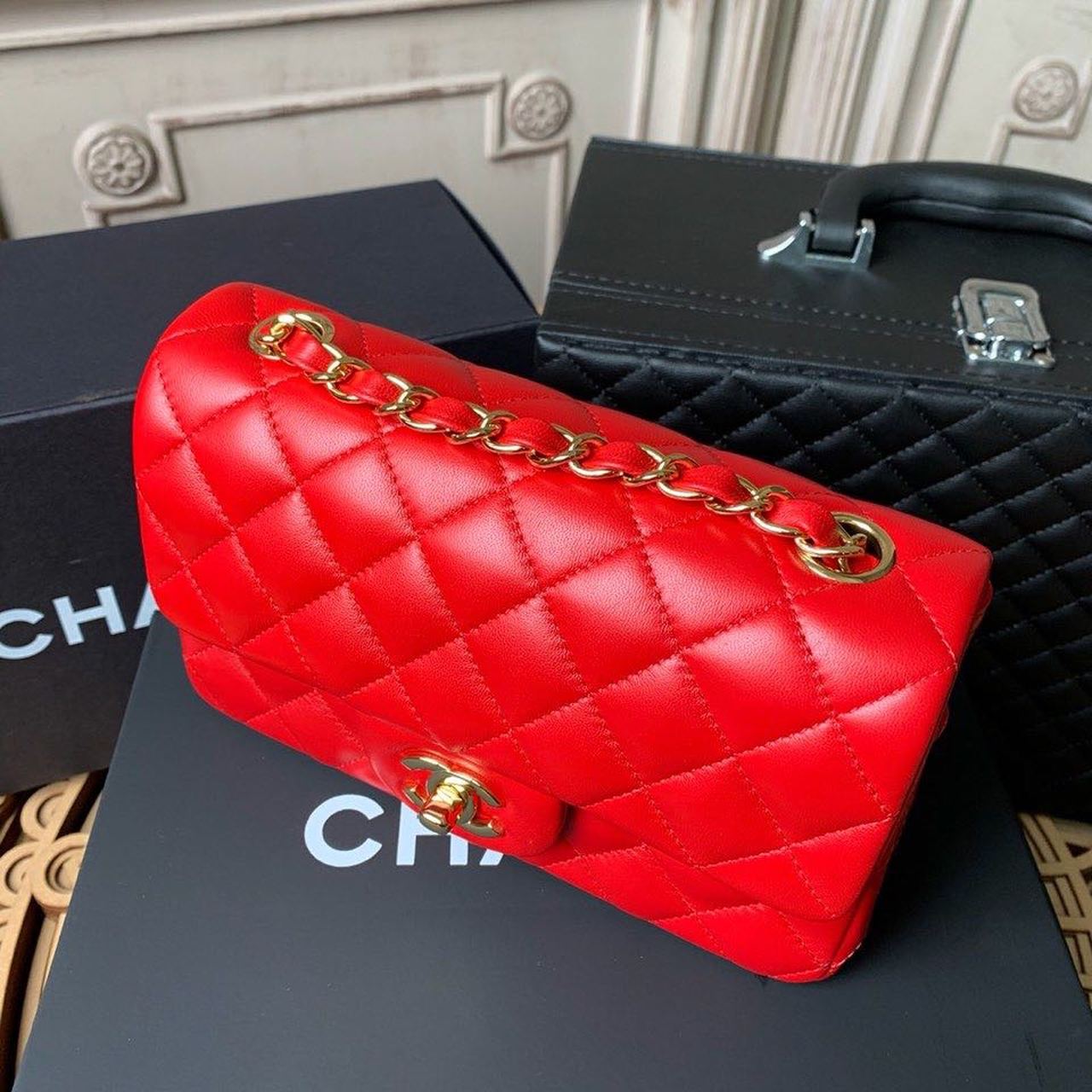 CHLMini Flap Bag Red For Women, Women’s Bags, Women’s Bag, Shoulder And Crossbody 7.8in/20cm A69900