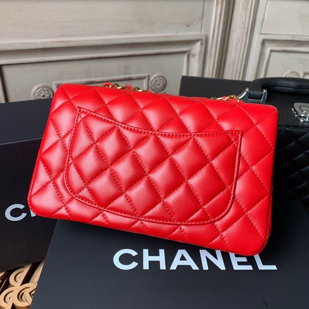 CHLMini Flap Bag Red For Women, Women’s Bags, Women’s Bag, Shoulder And Crossbody 7.8in/20cm A69900