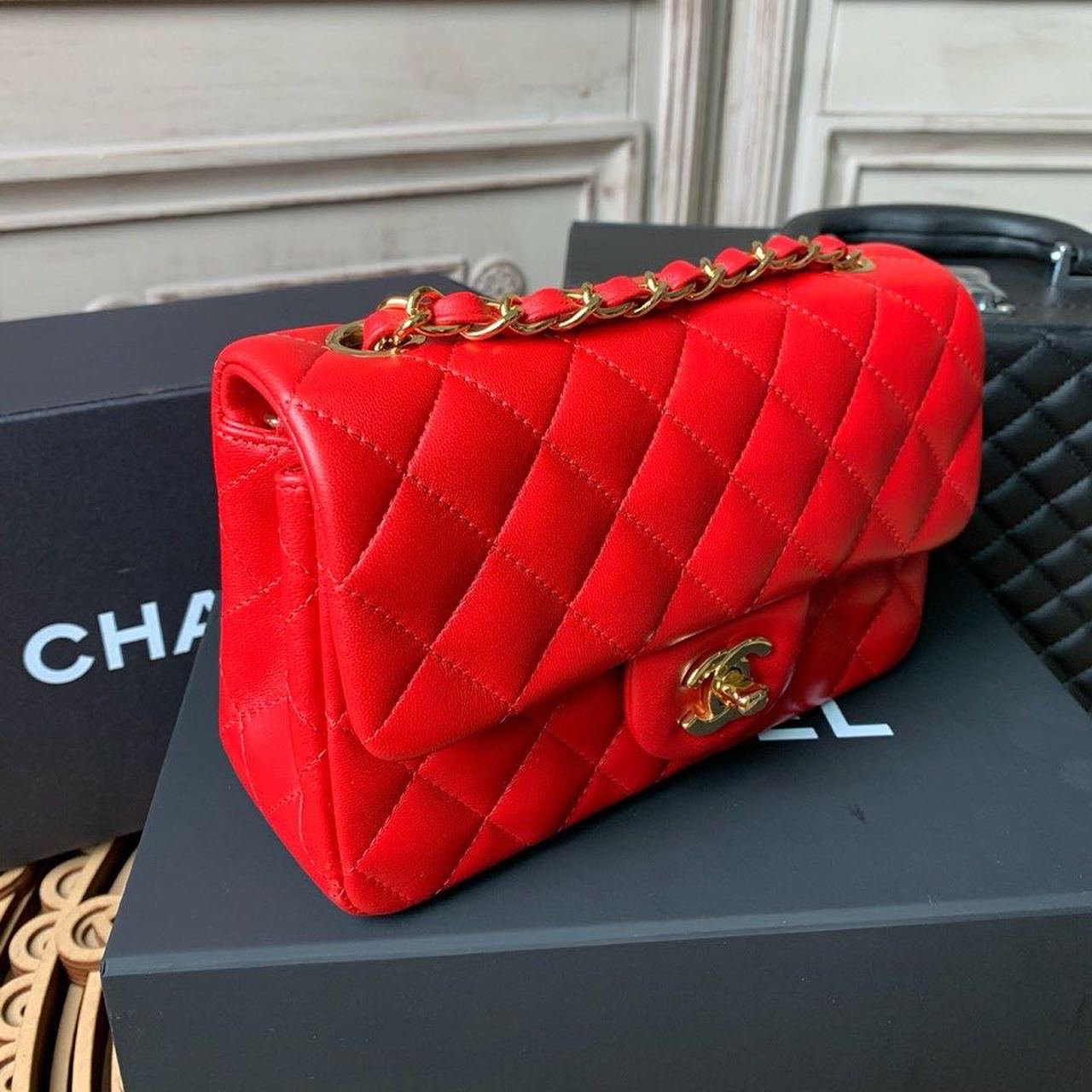 CHLMini Flap Bag Red For Women, Women’s Bags, Women’s Bag, Shoulder And Crossbody 7.8in/20cm A69900