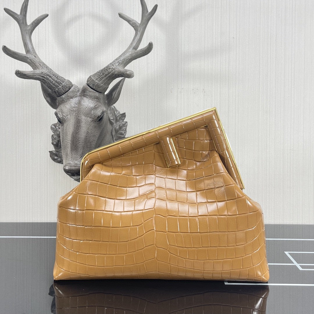 Top QualityTop Quality Top QualityTop Qualityrst Medium Brown Crocodile Bag For Woman 32.5cm/13in