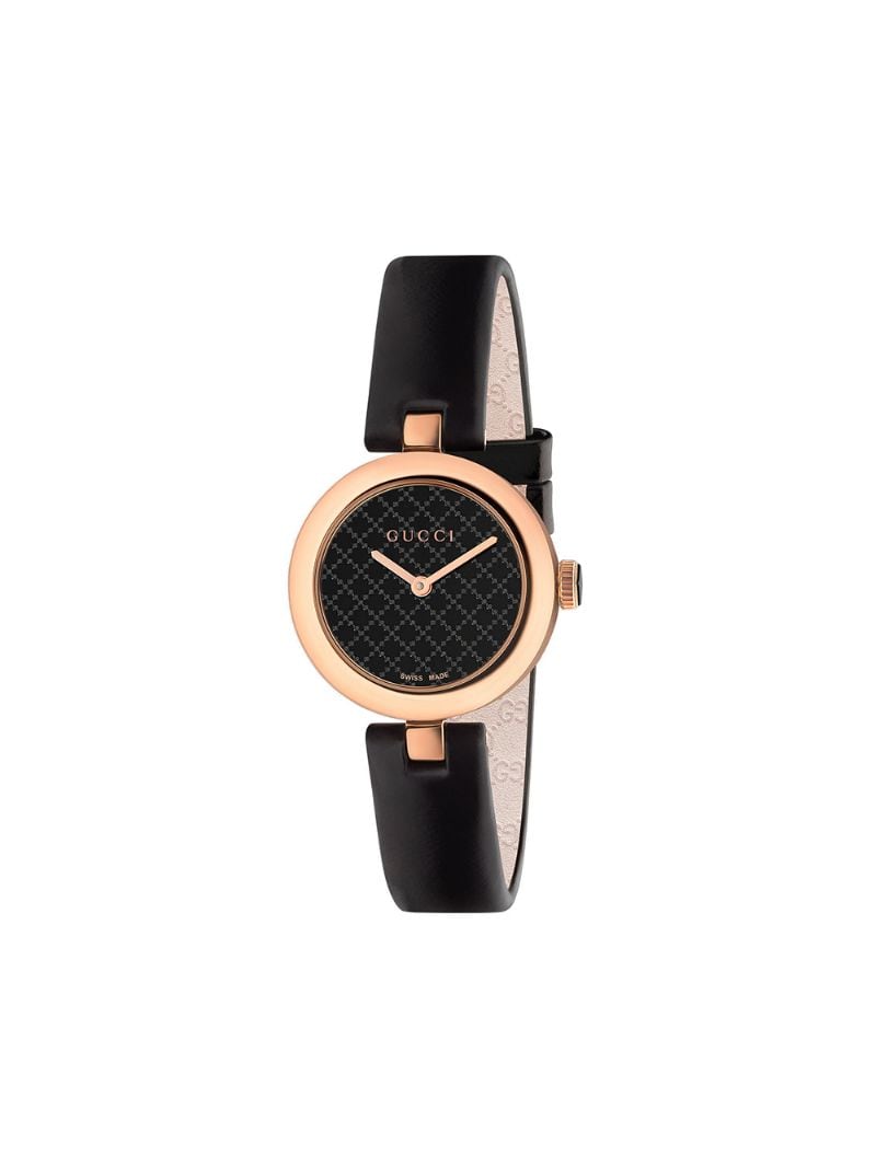 Gucci - Diamantissima, 27mm - women - Gold Plated Brass/Leather - One Size - Black