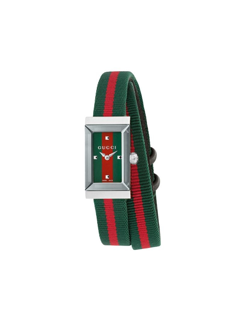 Gucci - G-Frame 14x25mm watch - women - stainless steel/Nylon/Crystal - One Size - Green