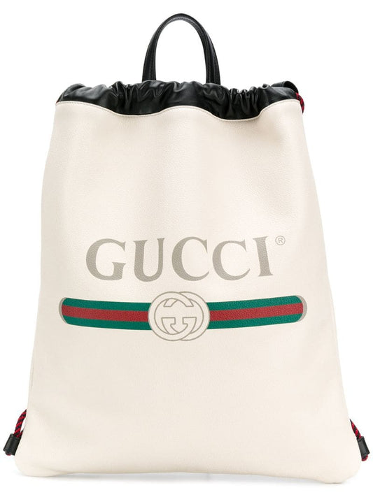 Gucci - logo print drawstring backpack - unisex - Leather - One Size - White