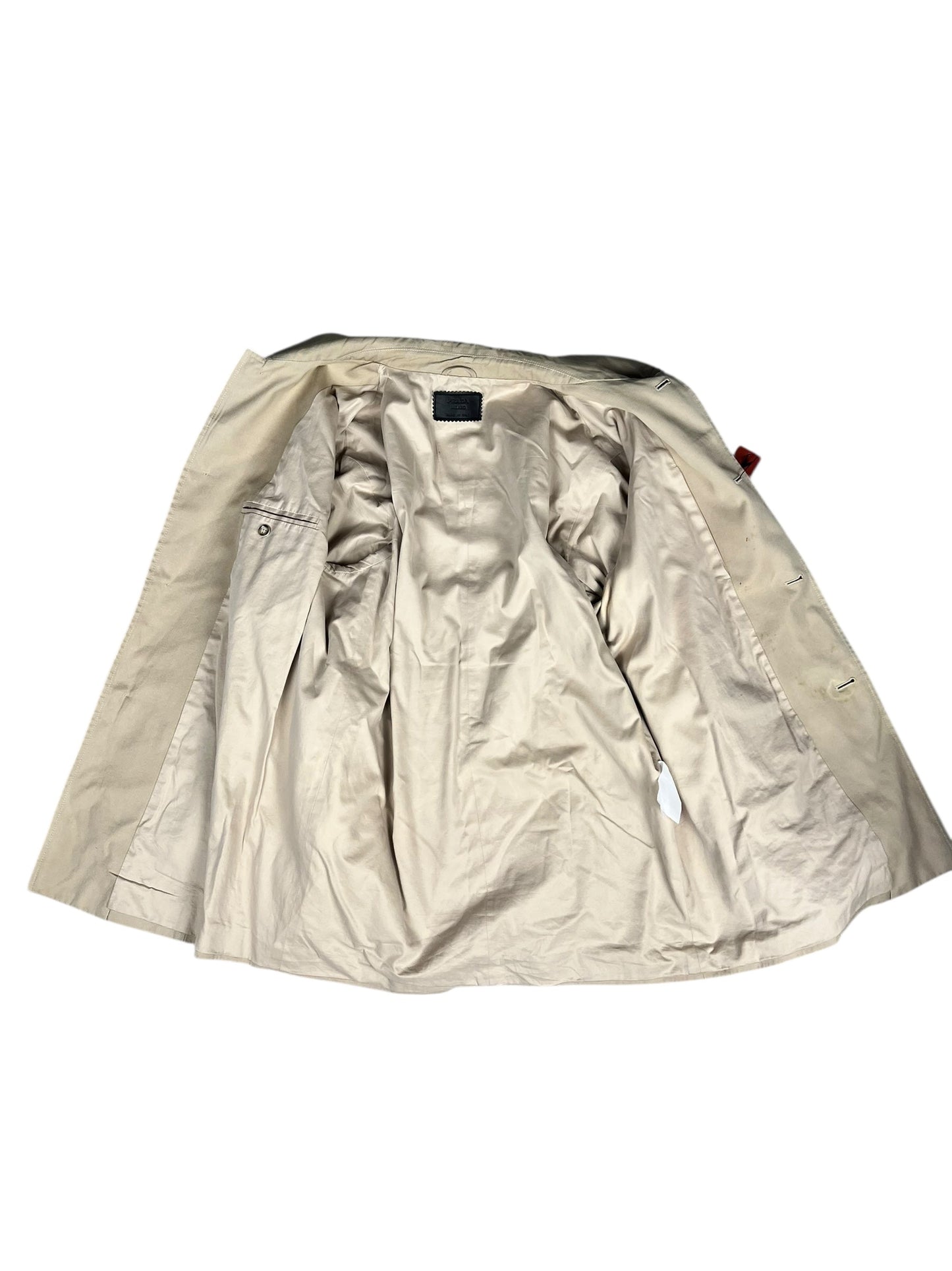 Prada Khaki Button Down Jacket Leather Lining
