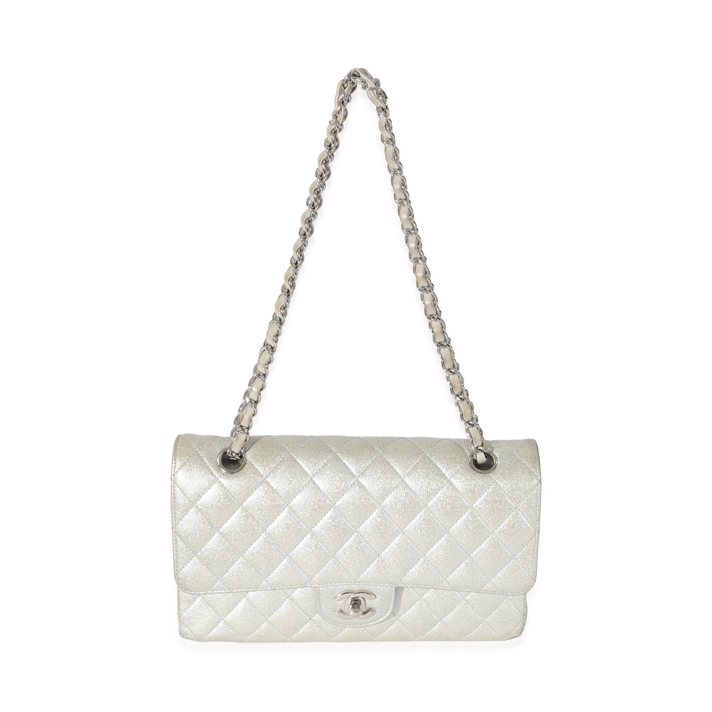 CHANEL 21K Glitter Caviar Medium Classic Double Flap Bag