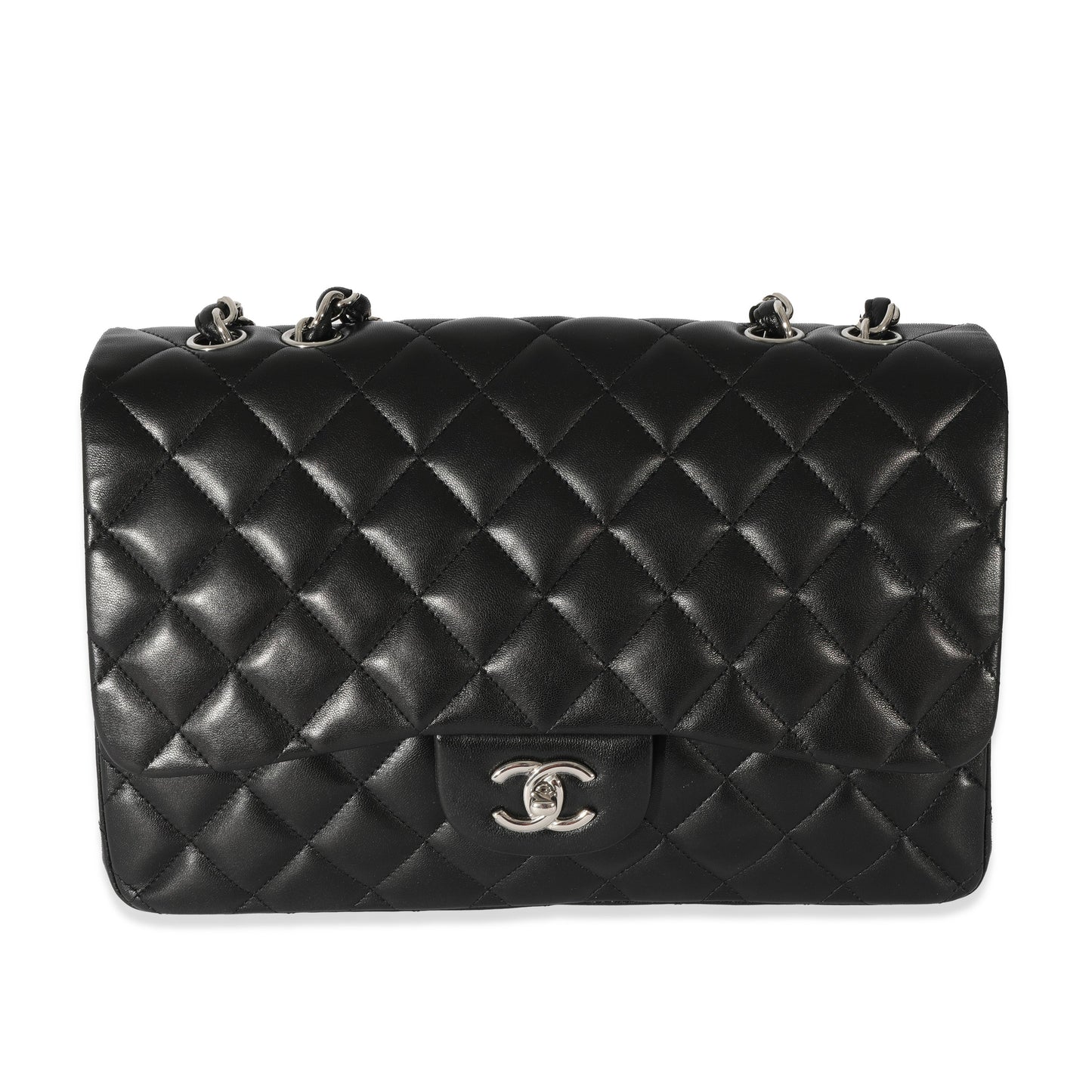 CHANEL Black Lambskin Jumbo Single Flap Bag