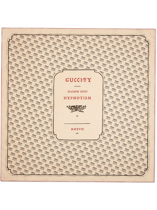 Gucci - ivory and black Gucci invite print silk scarf - women - Silk - One Size - NEUTRALS