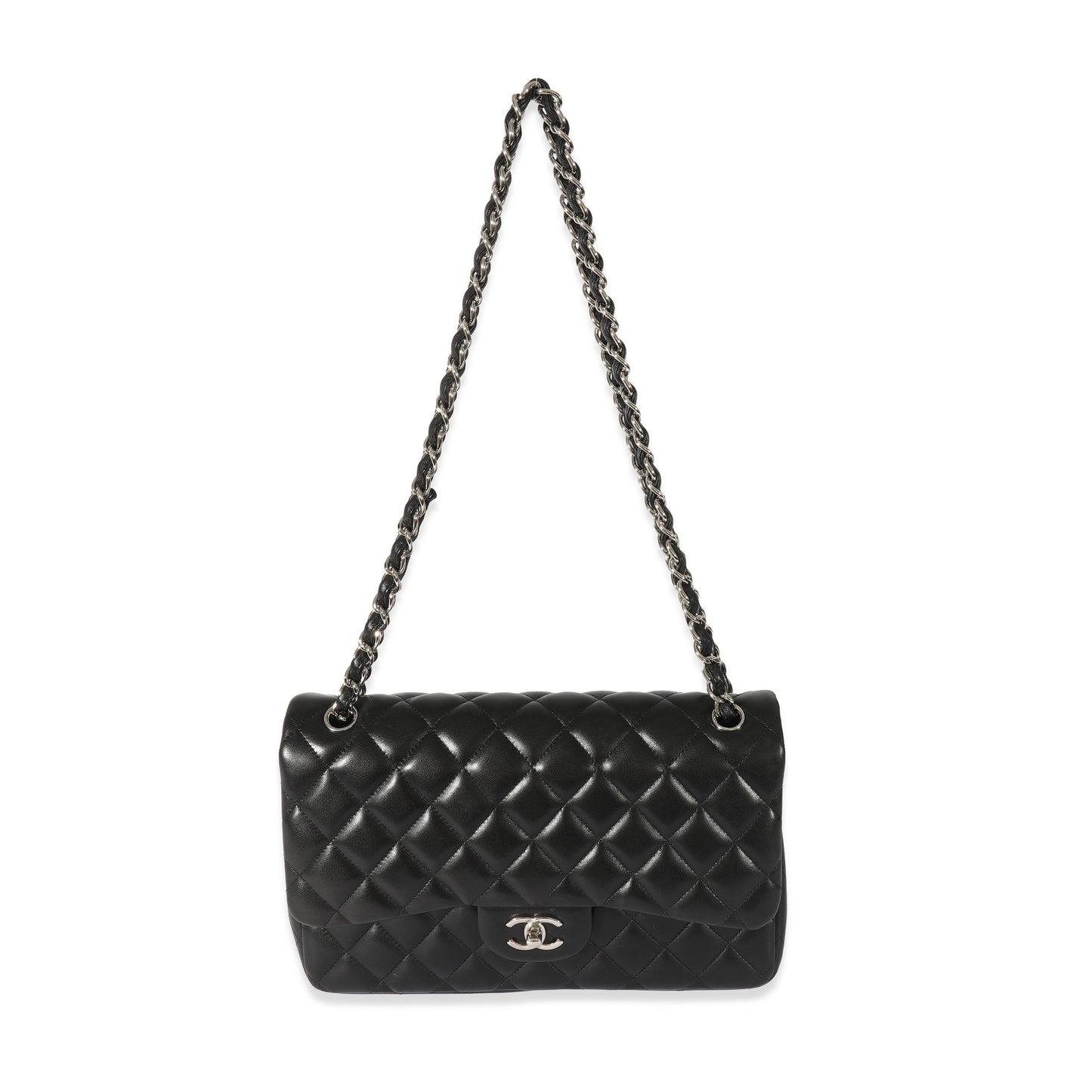CHANEL Black Lambskin Jumbo Classic Double Flap