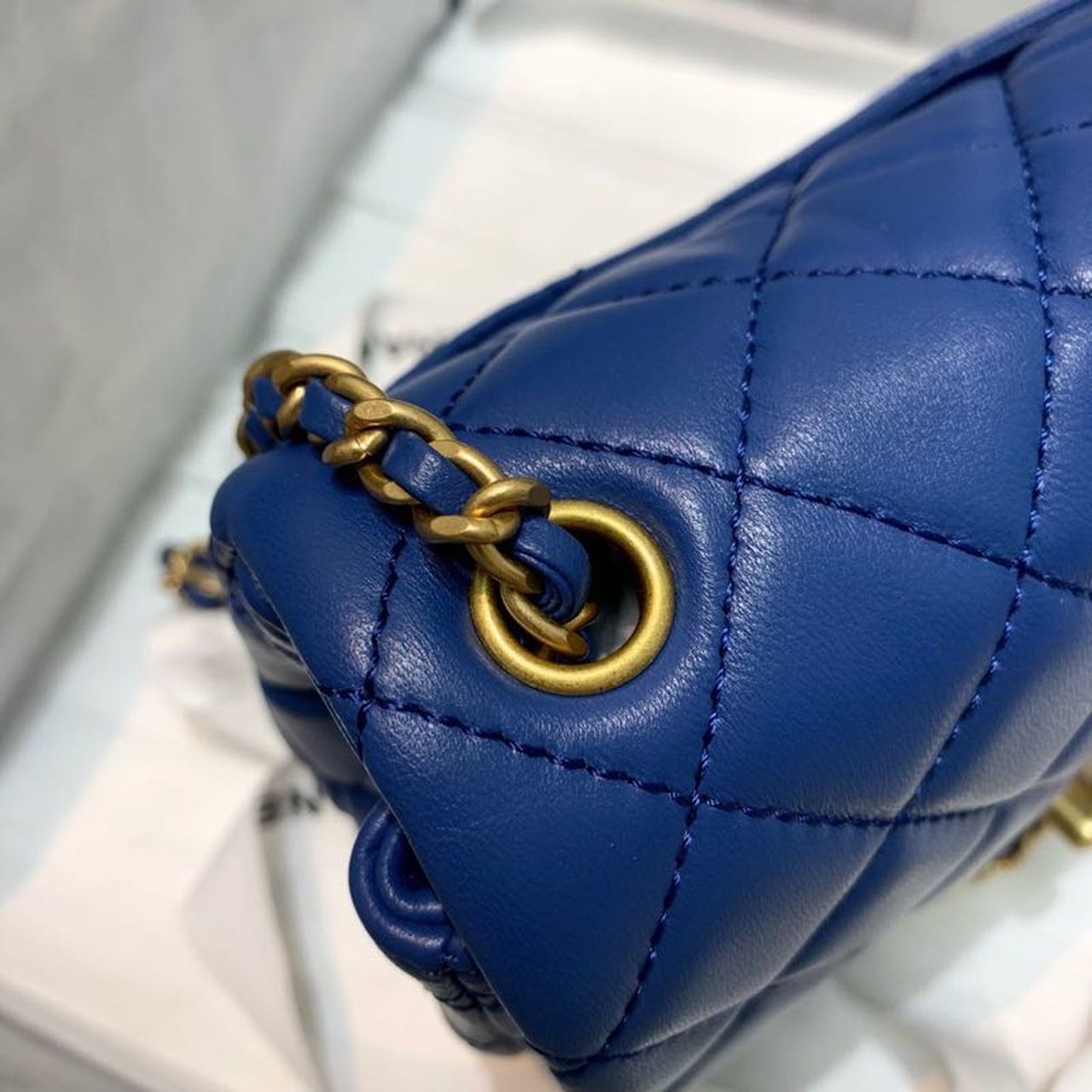 CHLMini Flap Bag With CHLBall On Strap Blue For Women, Women’s Handbags, Shoulder And Crossbody Bags 6.7in/17cm AS1786