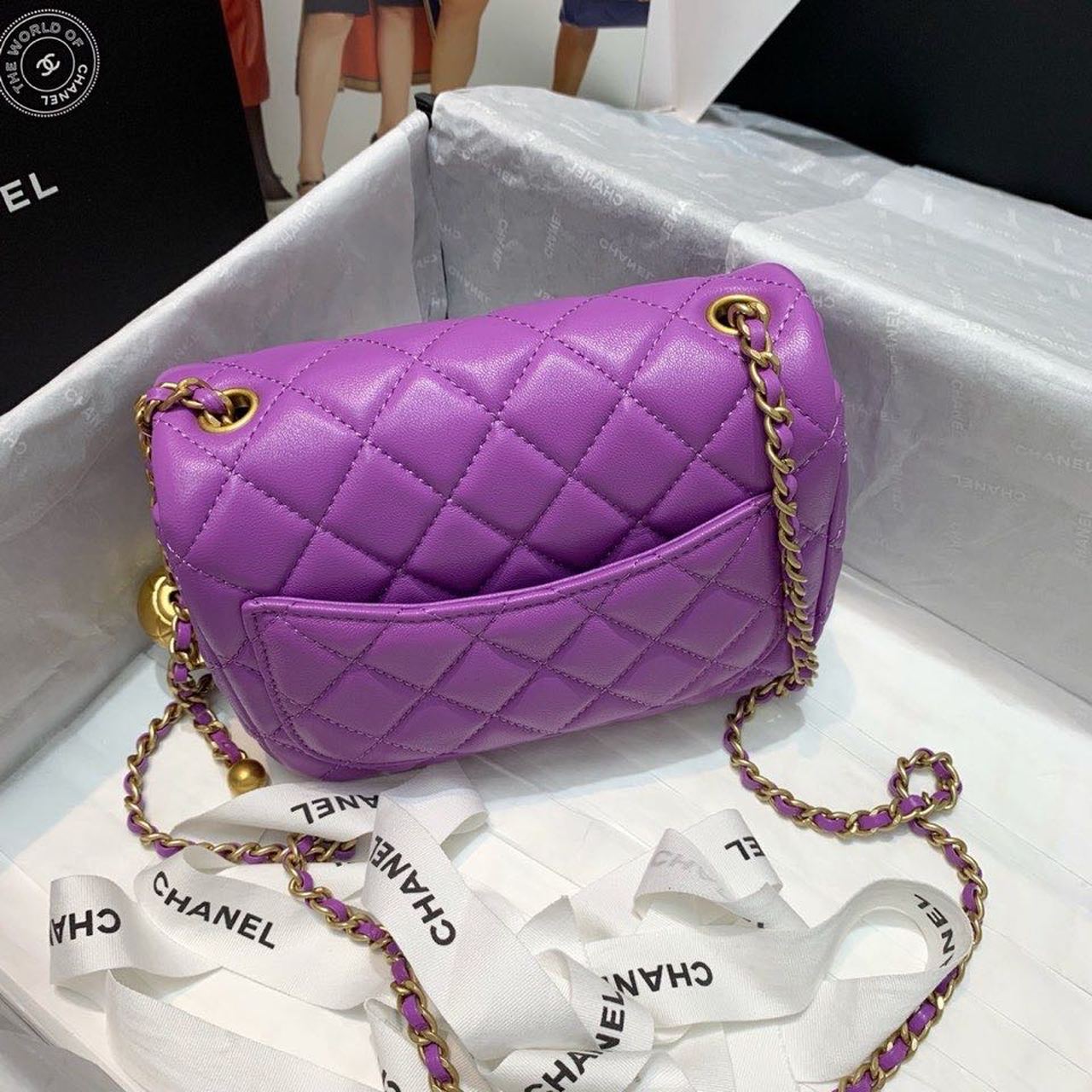 CHLMini Flap Bag With CHLBall On Strap Purple For Women, Women’s Handbags, Shoulder And Crossbody Bags 6.7in/17cm AS1786