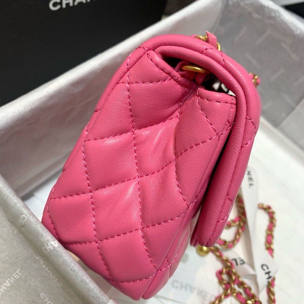 CHLMini Flap Bag With CHLBall On Strap PiNike For Women, Women’s Handbags, Shoulder And Crossbody Bags 6.7in/17cm AS1786