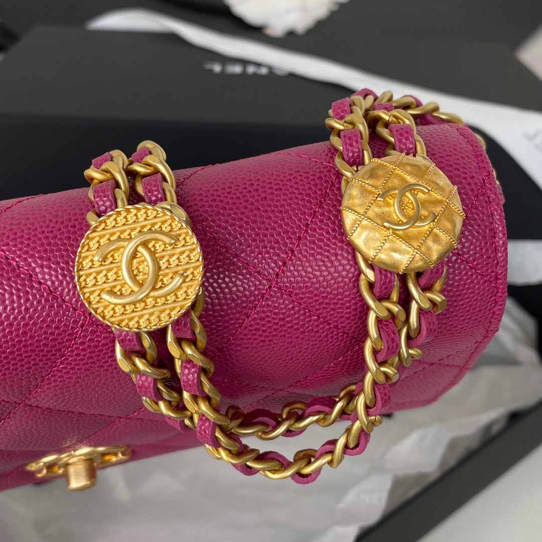 CHLSmall Top Qualityap Bag Gold Hardware Plum For Women Handbags, Shoulder Bags 7.5in/19cm AP2840