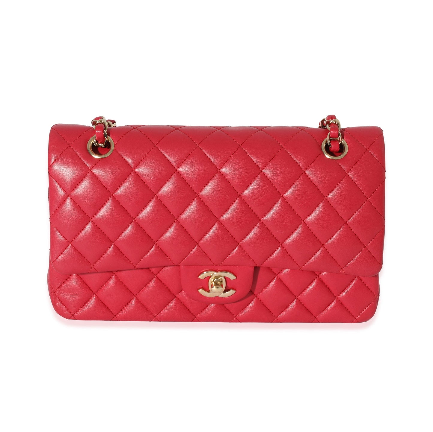 CHANEL Dark Pink Lambskin Medium Flap Bag