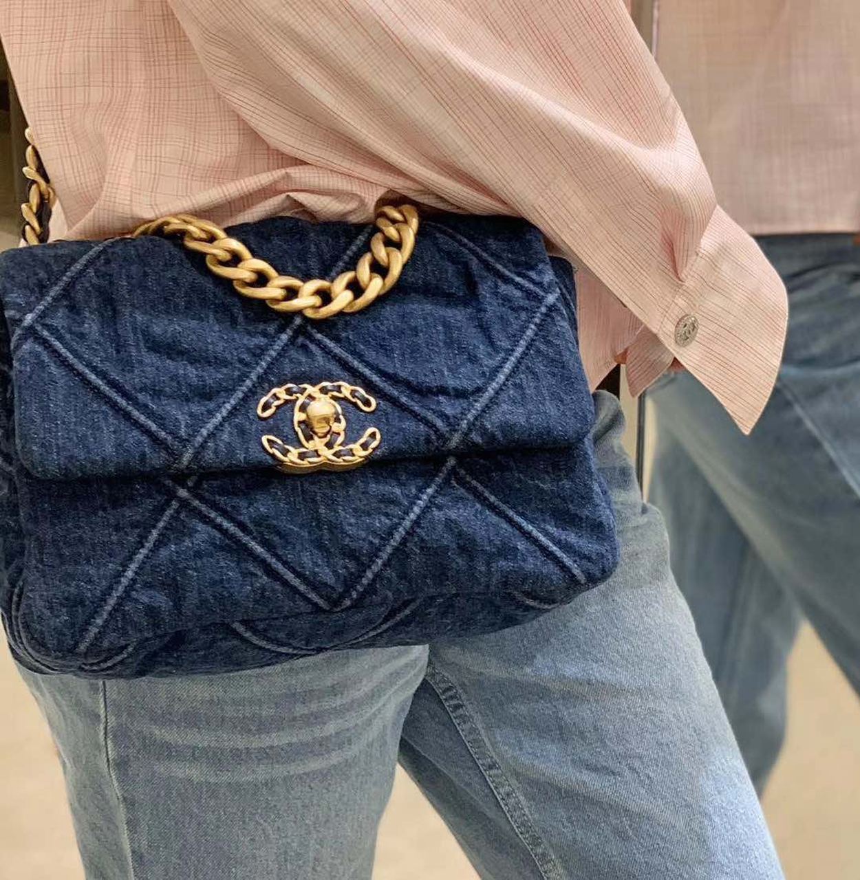 CHL 19 Handbag Denim Blue For Women Top Qualityap Bag, Shoulder And Crossbody Bags 10.1in/26cm AS1160 B02876 N6832