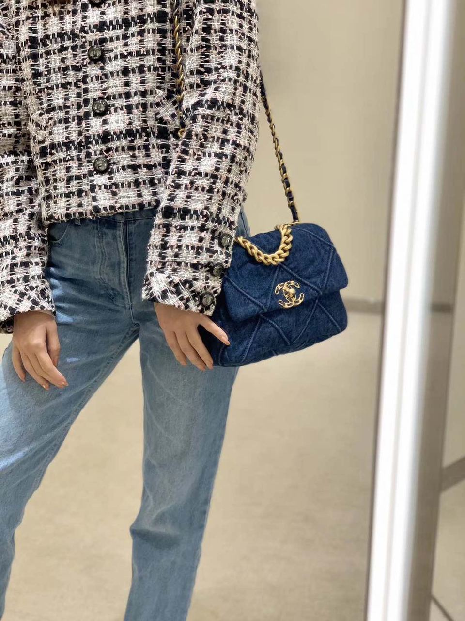 CHL 19 Handbag Denim Blue For Women Top Qualityap Bag, Shoulder And Crossbody Bags 10.1in/26cm AS1160 B02876 N6832