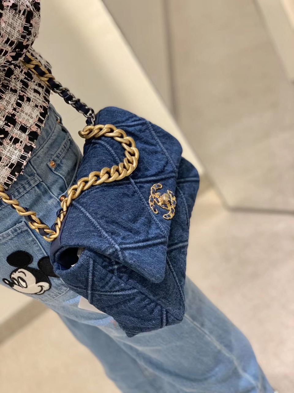 CHL 19 Handbag Denim Blue For Women Top Qualityap Bag, Shoulder And Crossbody Bags 10.1in/26cm AS1160 B02876 N6832