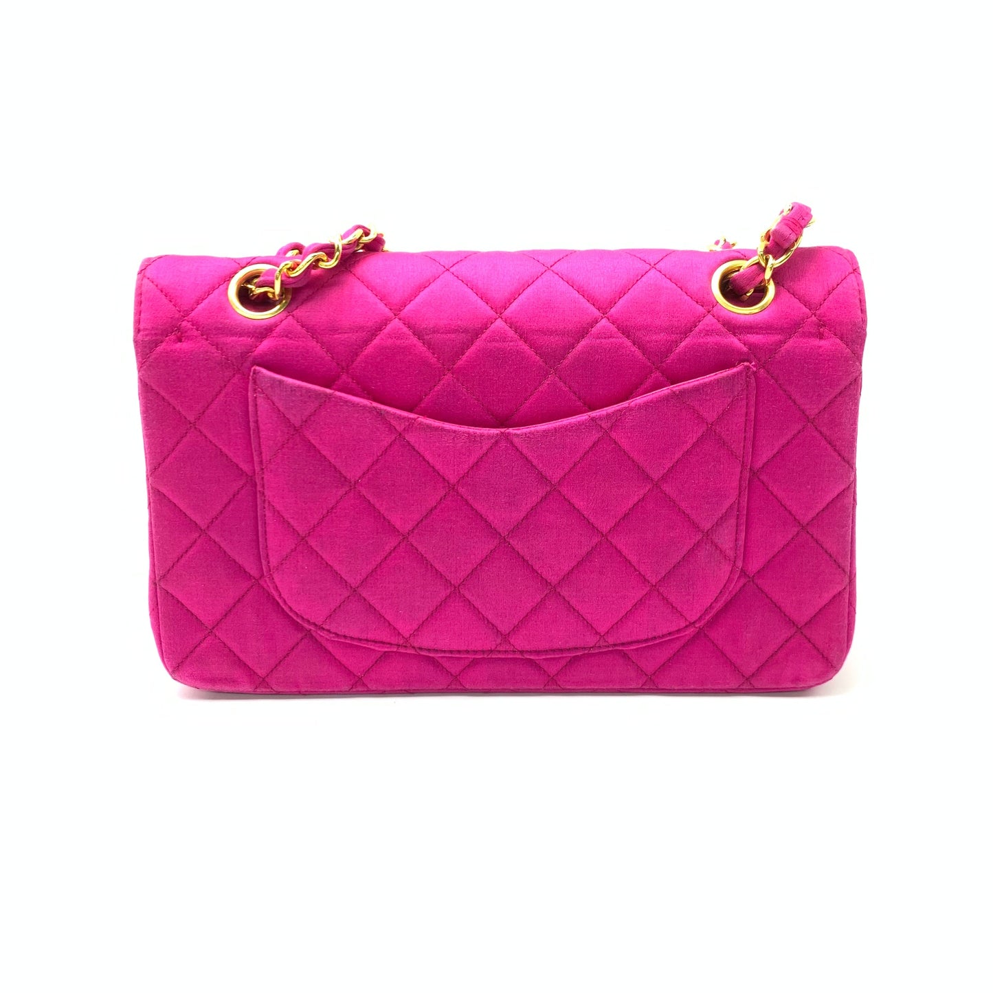 Chanel Classic Flap Medium   Pink Fuchsia Silk Satin with 24k Gold Plated Hardware