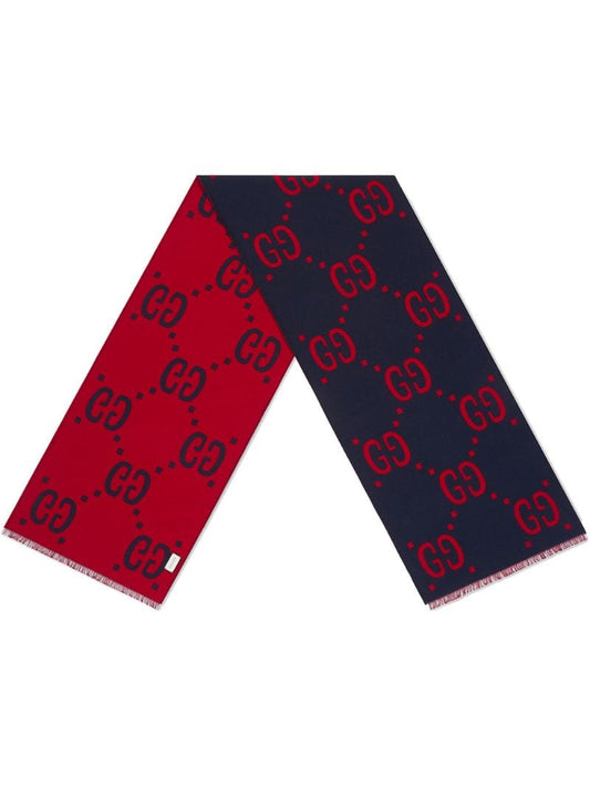 Gucci - GG jacquard wool silk scarf - men - Silk/Wool - One Size - Blue