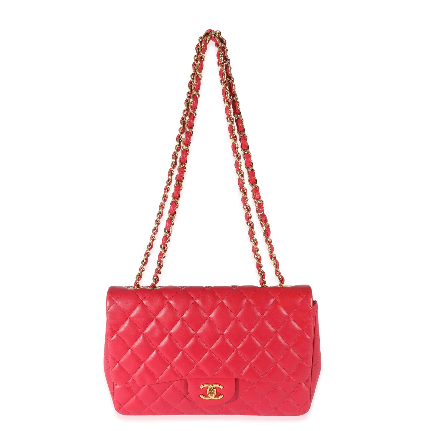 CHANEL Dark Pink Lambskin Jumbo Single Flap Bag