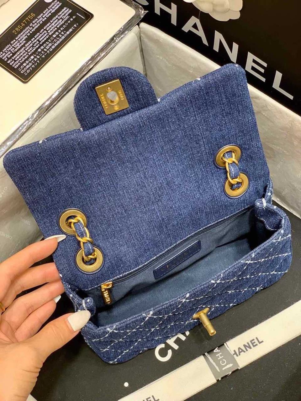 CHL Flap Bag Denim Blue For Women, Women’s Handbags, Shoulder And Crossbody Bags 10in/26cm AS1328 B01897 N5398