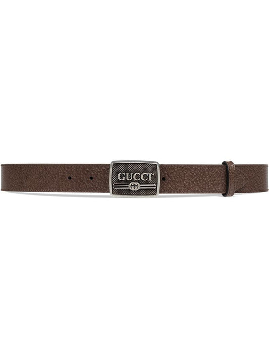 Gucci - Leather belt with Gucci logo buckle - men - Leather/metal - 85, 75, 80, 95 - Brown