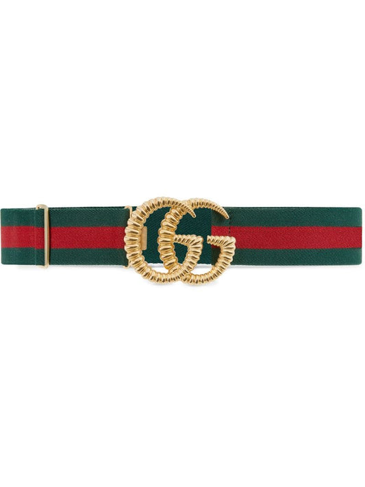Gucci - GG-embellished striped belt - women - Spandex/Elastane/metal - 90, 65, 70, 75, 80, 95, 85 - Green