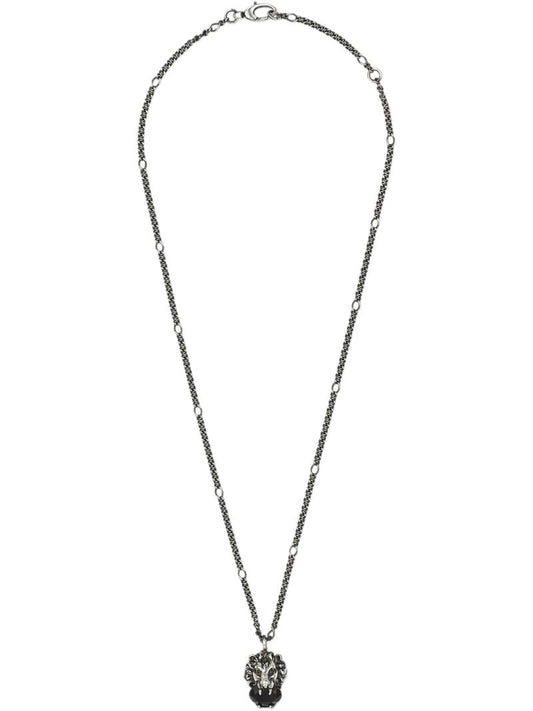 Gucci - Lion head necklace with crystal - women - Crystal/metal - One Size - Metallic