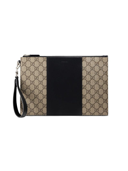 Gucci - GG Supreme pouch - men - Leather/Canvas - One Size - Neutrals