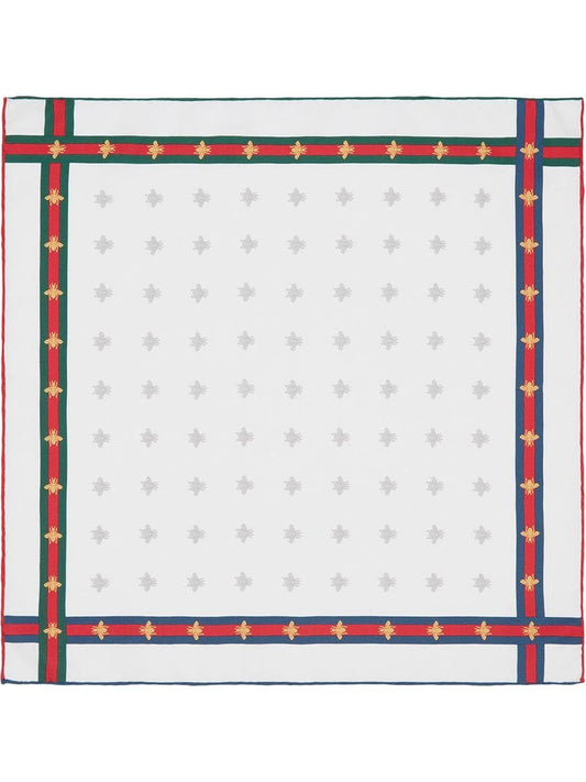 Gucci - Bee pattern silk pocket square - men - Silk - One Size - White
