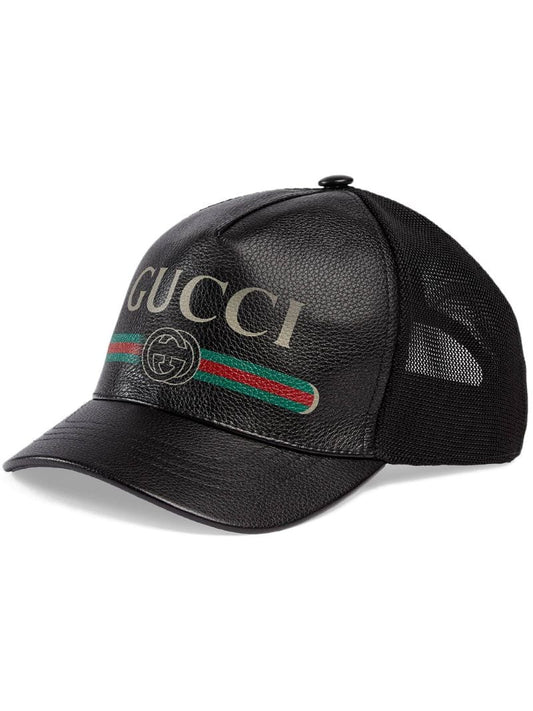 Gucci - logo print baseball cap - men - Leather/Polyester - M - Black