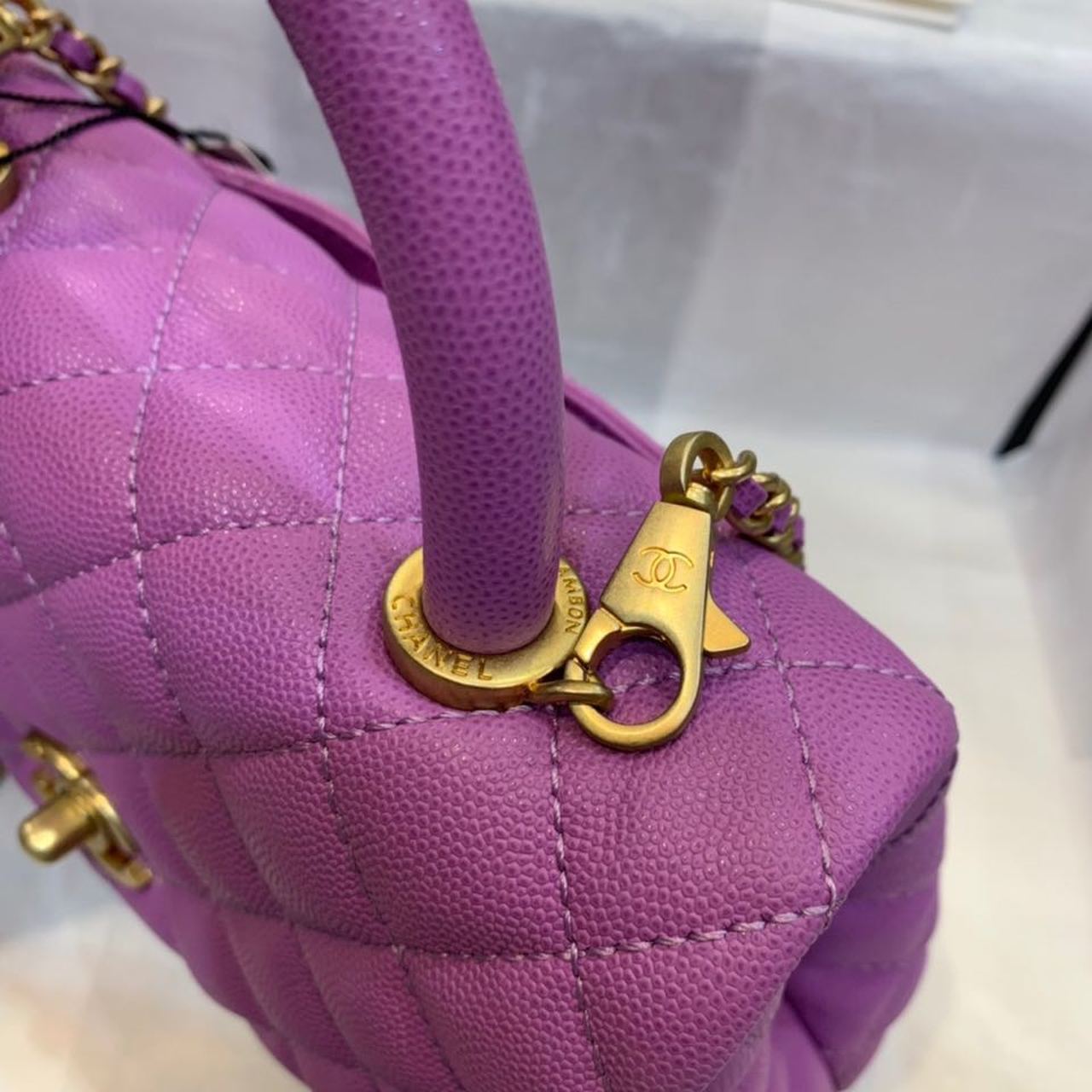 CHLMedium Flap Bag With Top Handle Purple For Women, Women’s Handbags, Shoulder And Crossbody Bags 9in/23cm A92990