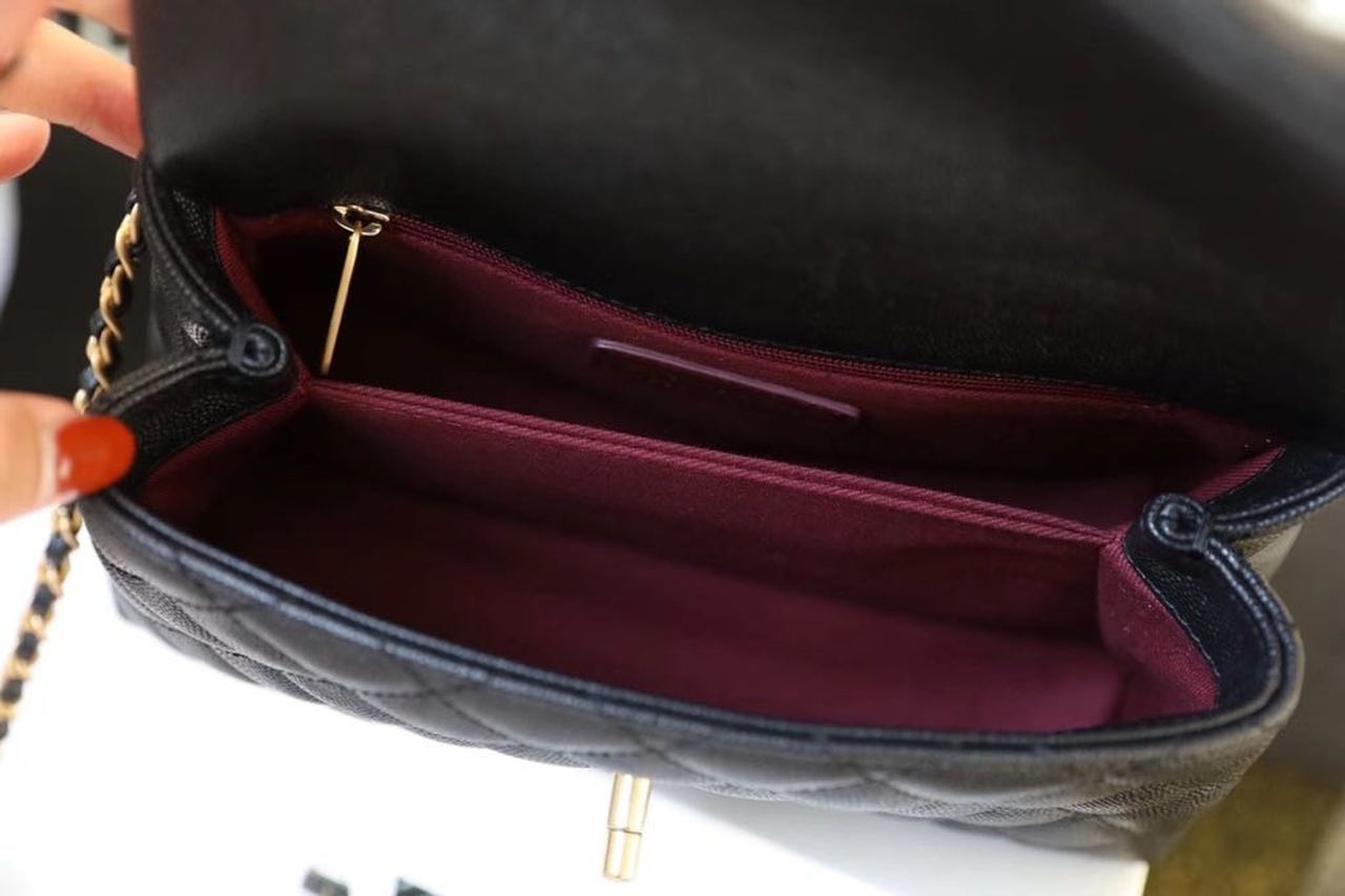 CHL Coco With Top Handle Bag Gold Toned Hardware Black For Women 9in/24cm