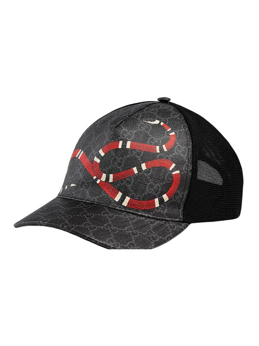 Gucci - Kingsnake print GG Supreme baseball cap - men - Polyester/Canvas - M - Black