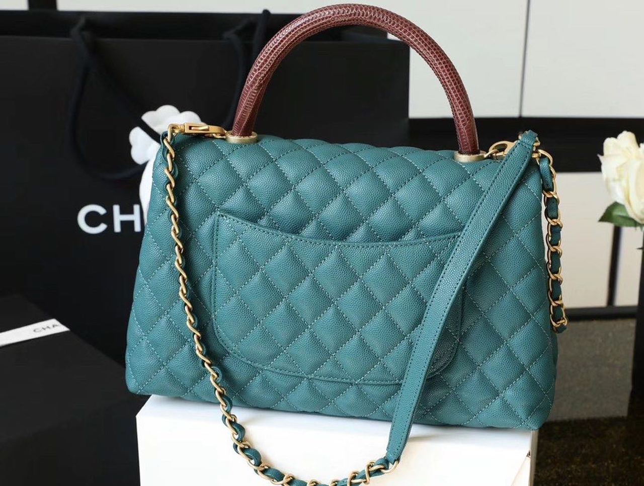 CHLLarge Top Qualityap Bag With Top Handle Teal For Women, Women’s Handbags, Shoulder And Crossbody Bags 11in/28cm A92991