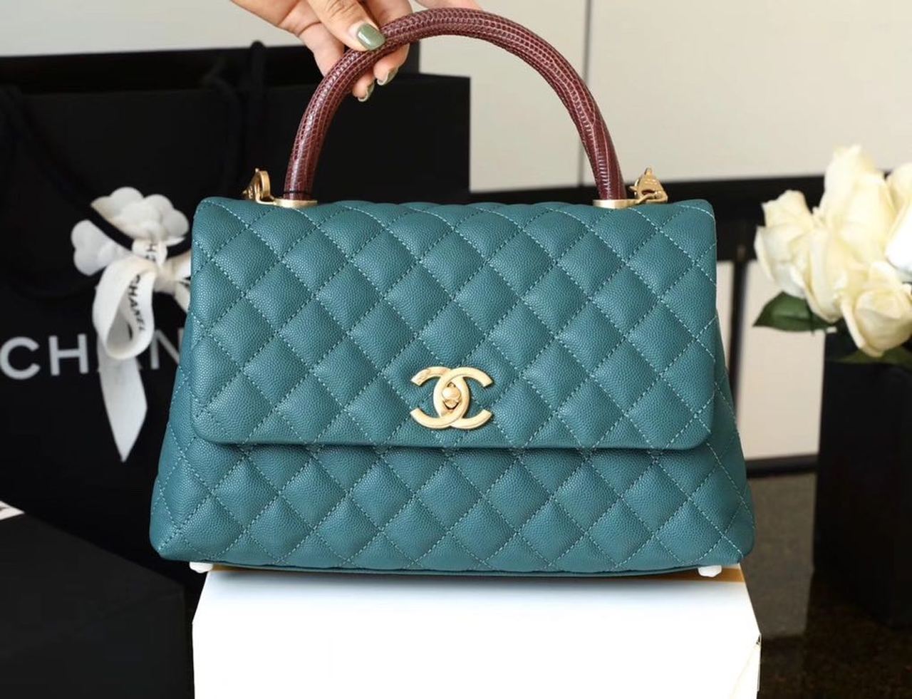 CHLLarge Top Qualityap Bag With Top Handle Teal For Women, Women’s Handbags, Shoulder And Crossbody Bags 11in/28cm A92991