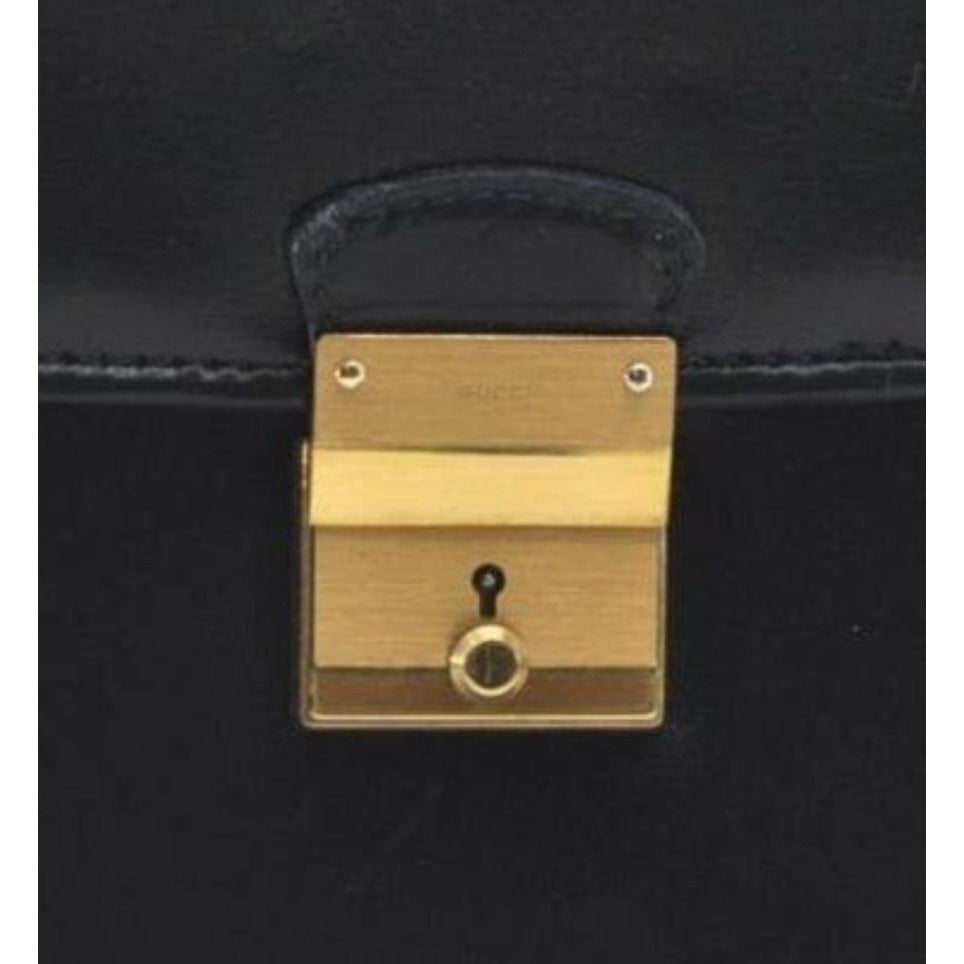 RARE,  , Gucci, 'Ophidia' style XL black leather, laptop/messenger/briefcase with a red & green Sherry stripe accent