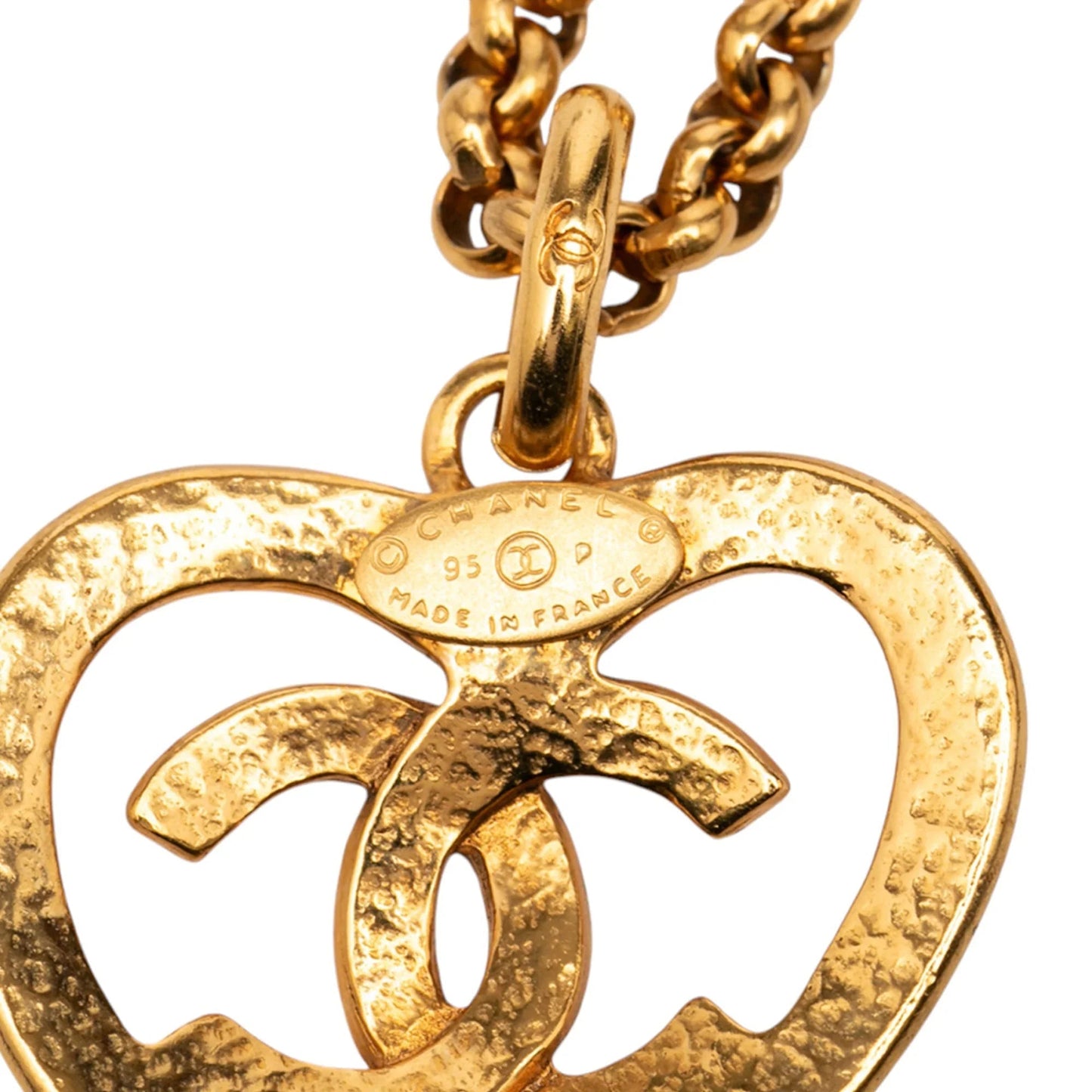 Gold Chanel Gold Plated CC Heart Pendant Necklace
