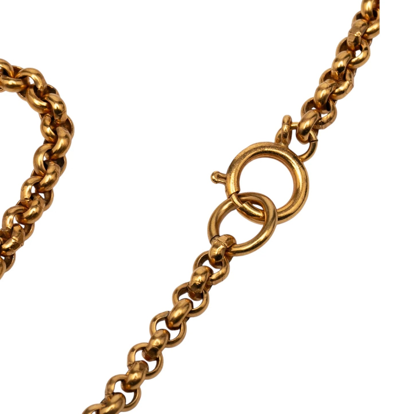 Gold Chanel Gold Plated CC Heart Pendant Necklace
