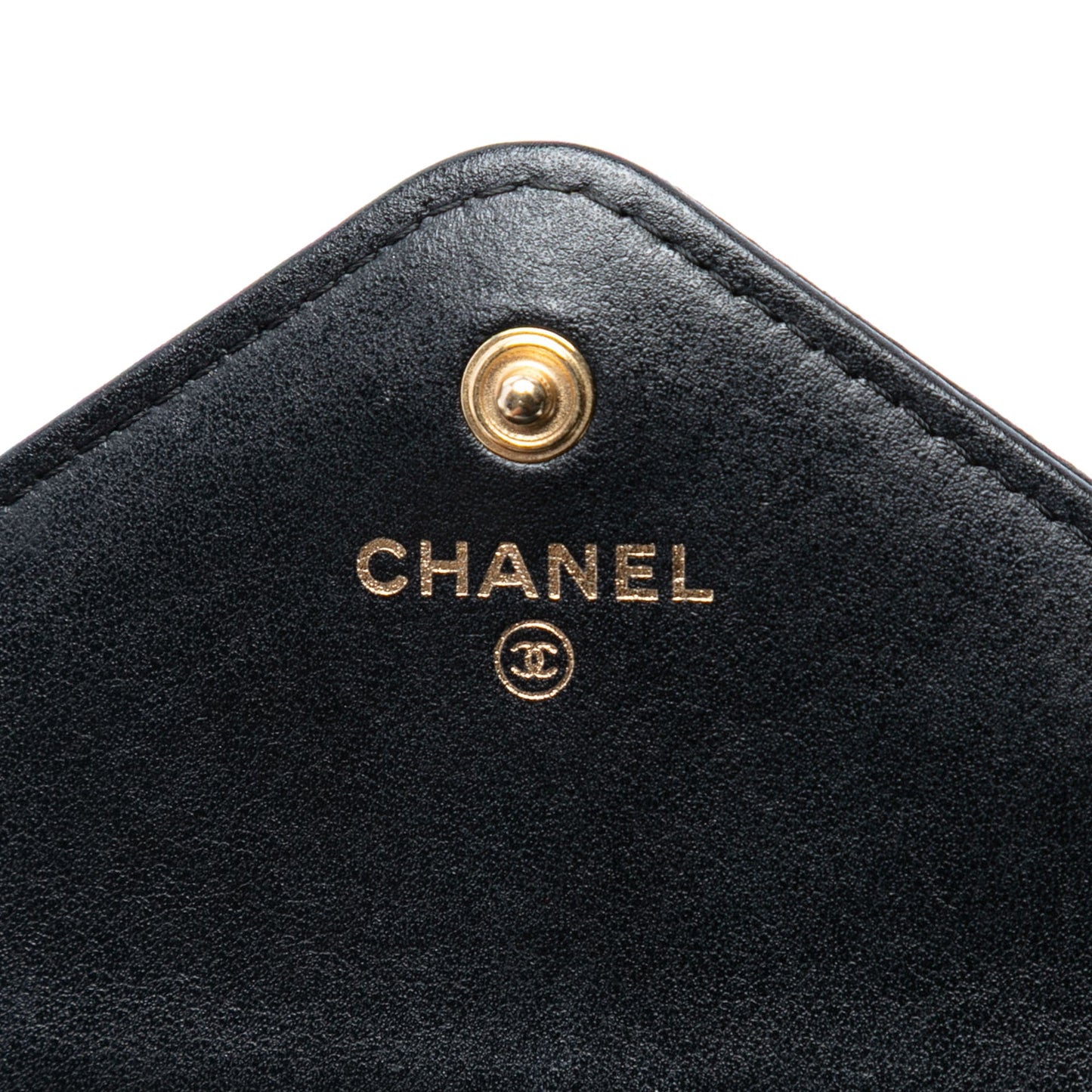 Black Chanel Chevron Lambskin Button Wallet On Chain Crossbody Bag