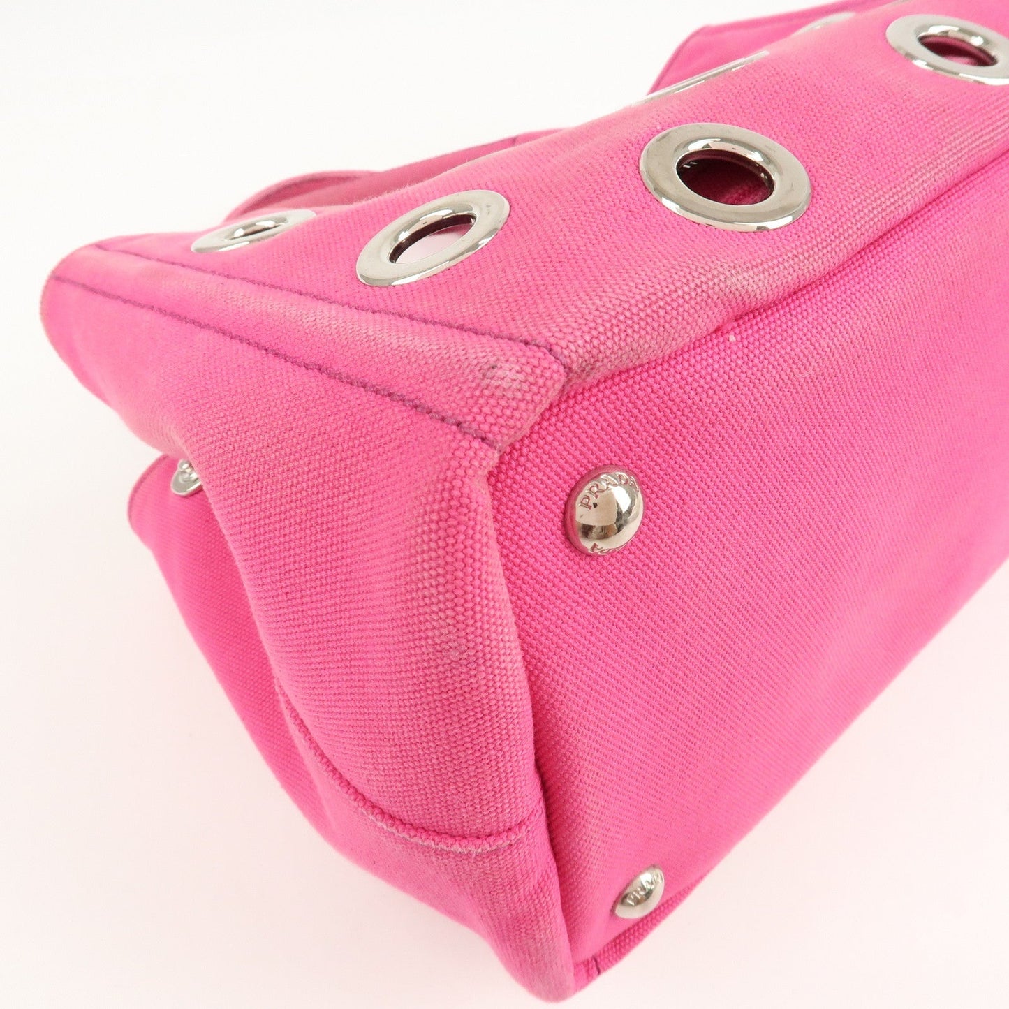 PRADA Canapa Mini Canvas 2Way Bag Hand Bag Pink 1BG439  d