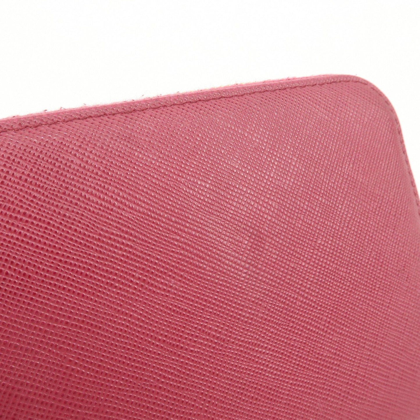 PRADA Logo Saffiano Leather Round Zipper Long Wallet Pink 1M0506  d