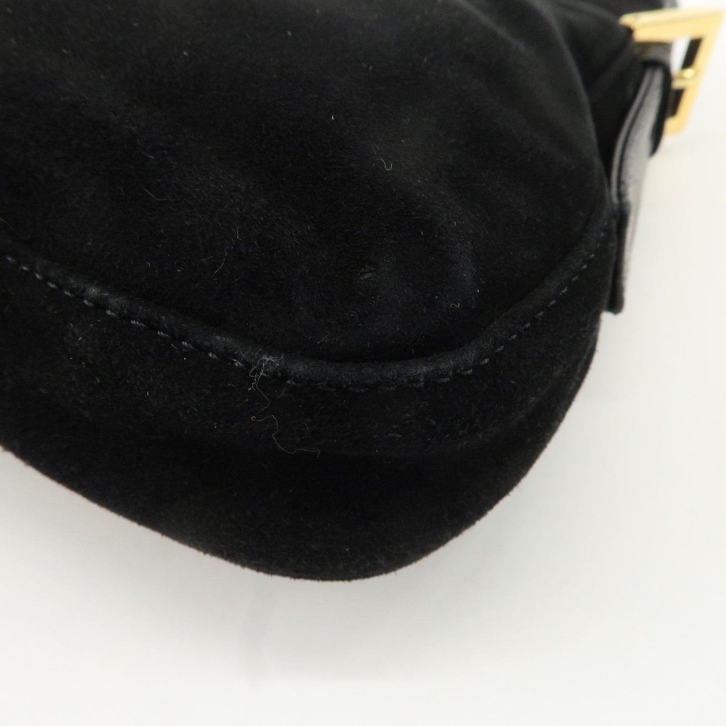 FENDI Mamma Bucket Suede Leather Shoulder Bag Black 26424  d