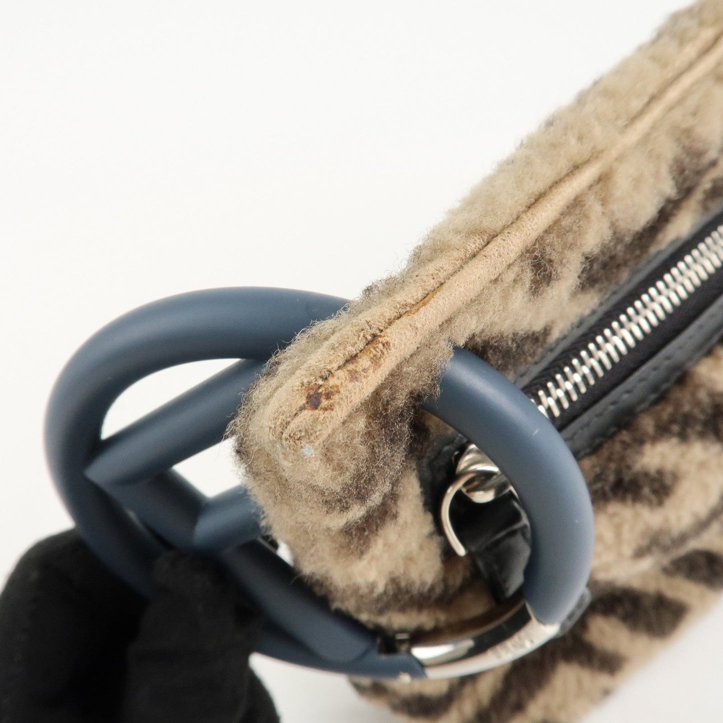 FENDI Zucca Wool Leather Clutch Bag Brown Black 7N0093  d