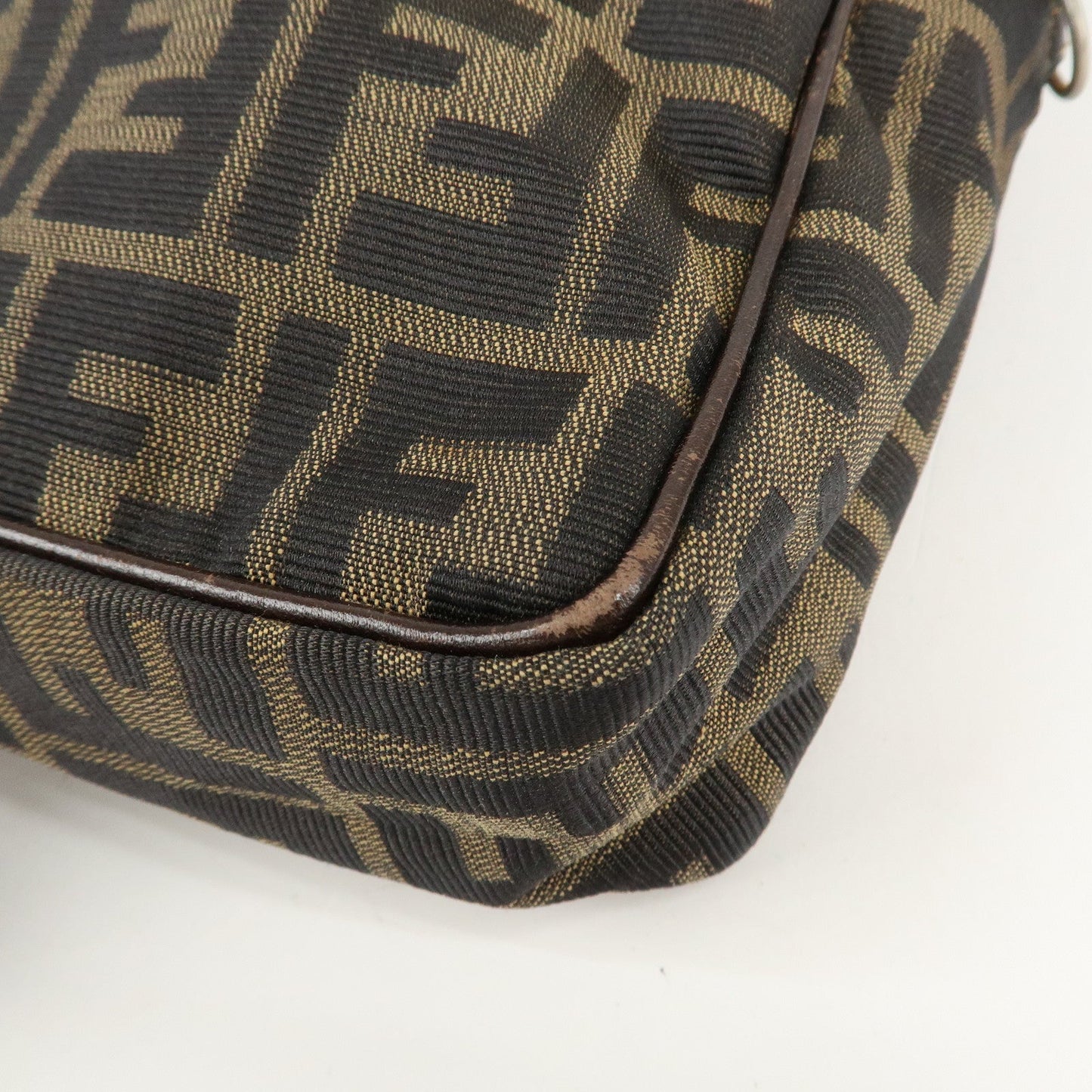 FENDI Zucca Canvas Leather 2Way Shoulder Hand Bag Brown Black  d