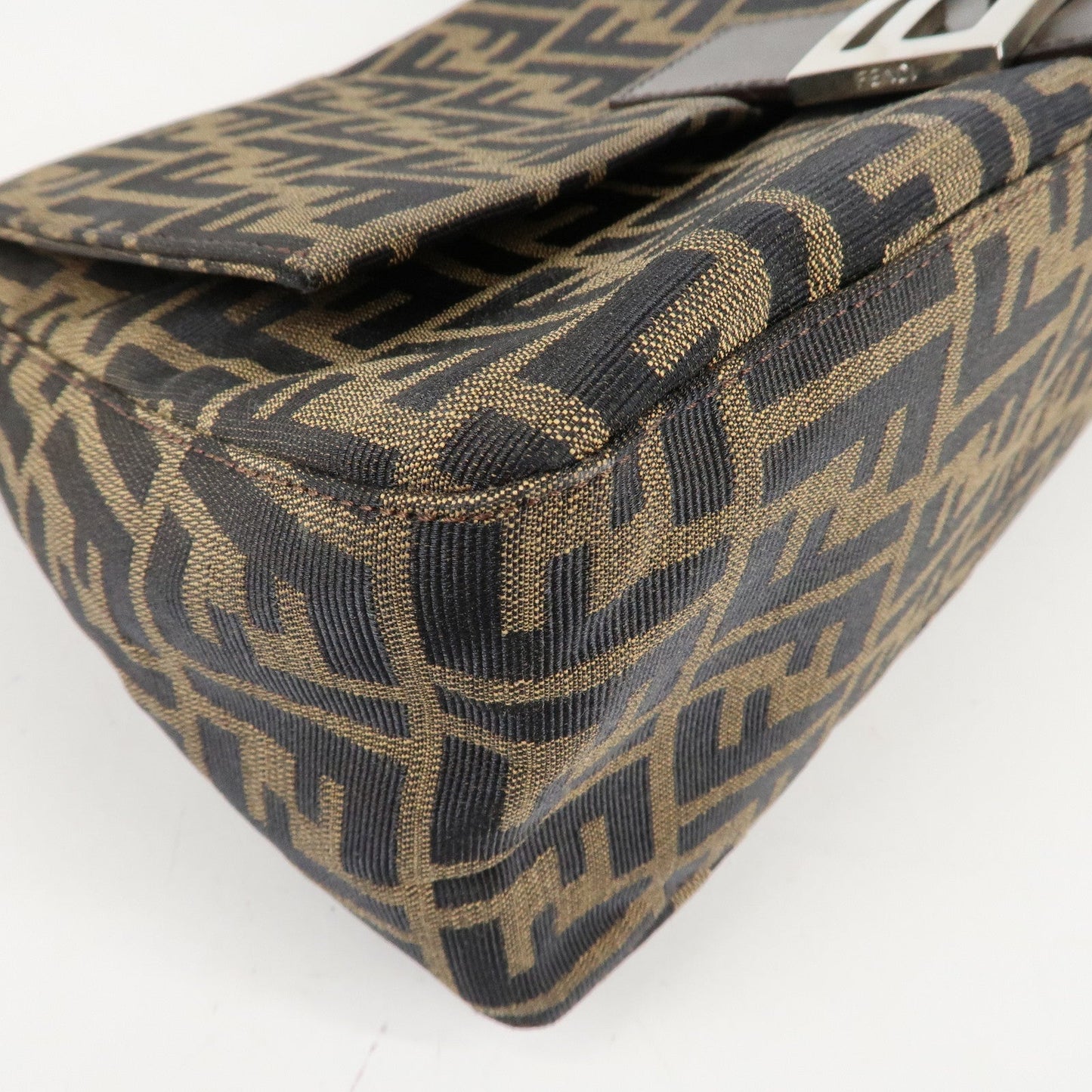 FENDI Mamma Baguette Zucca Canvas Leather Shoulder Bag 26325  d