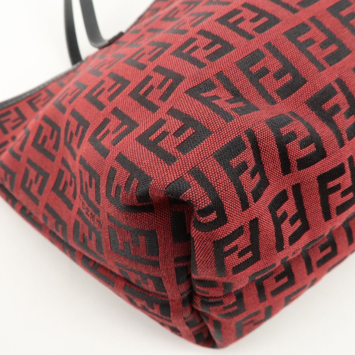 FENDI Zucchino Canvas Leather Mini Tote Bag Red Black 8BH056  d