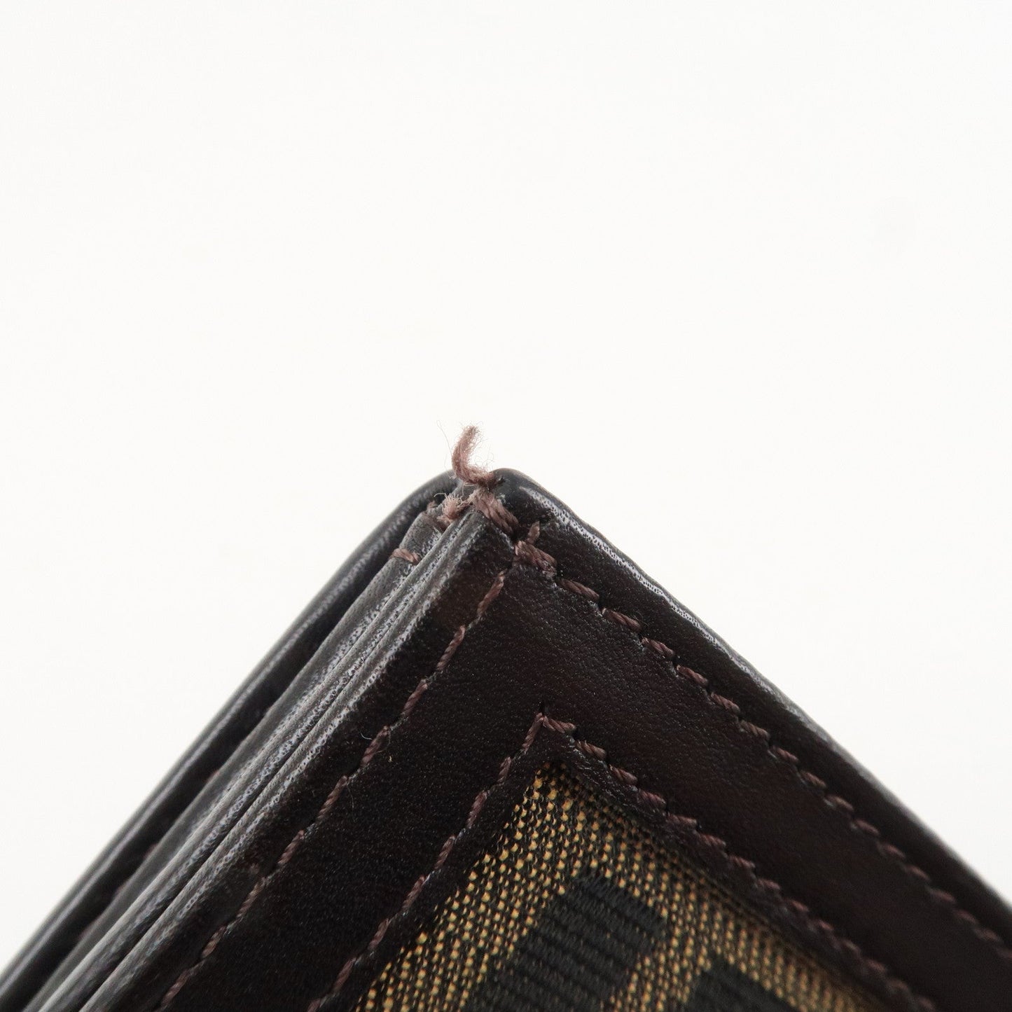 FENDI Zucca Canvas Leather Long Bi-fold Wallet Brown 8M0032  d