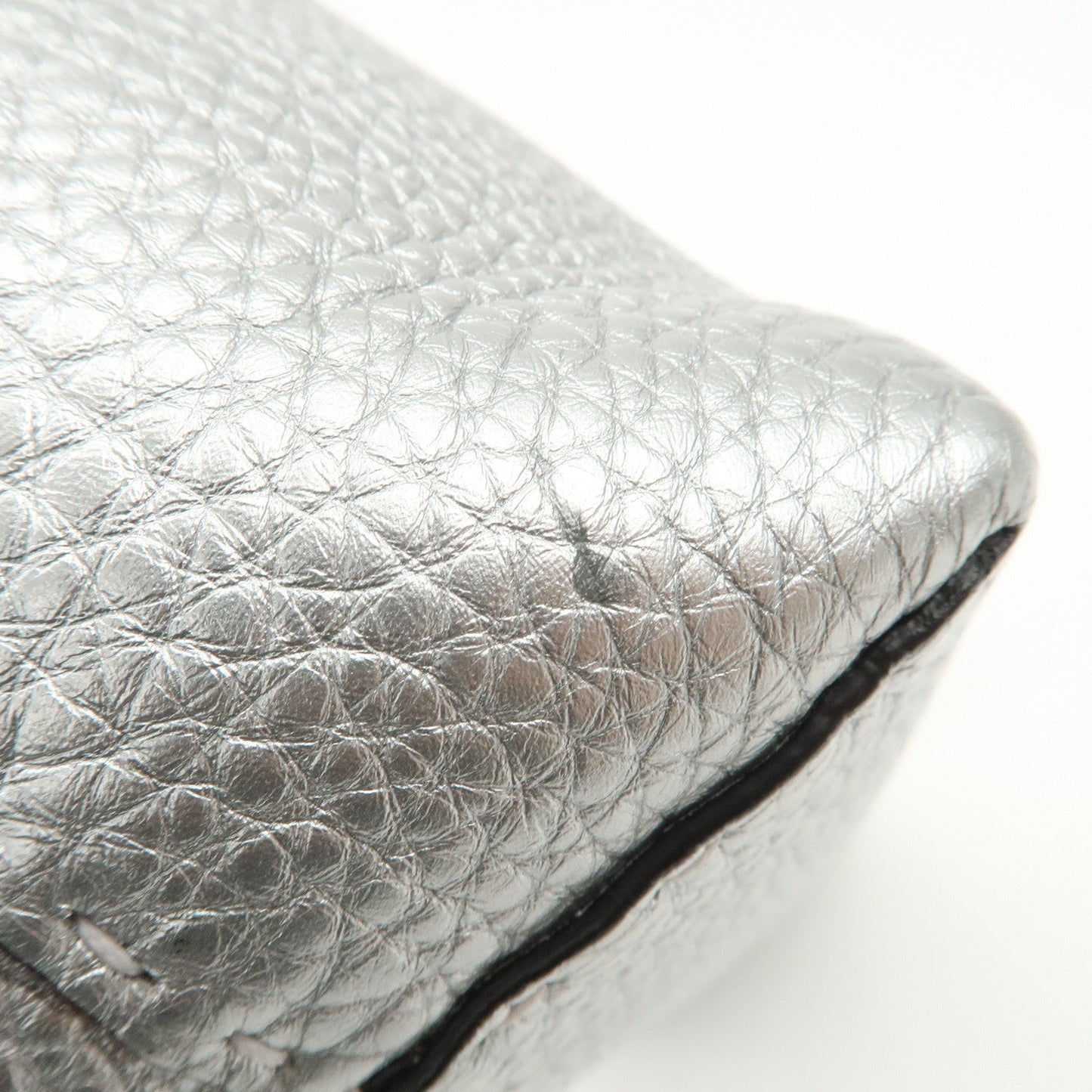 FENDI Selleria Leather Small Carla Tote Bag Silver 8BH257  d