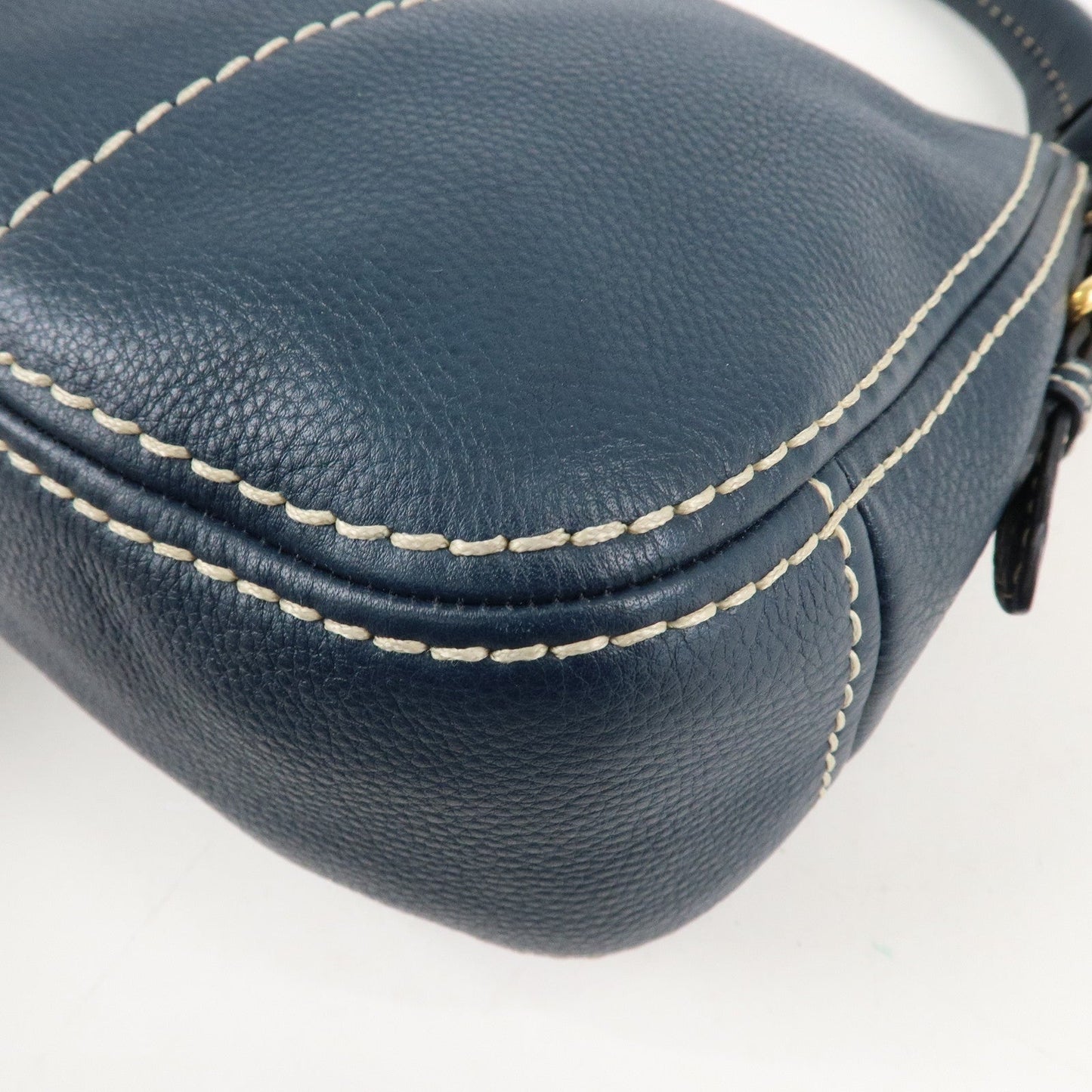 PRADA Soft Calf Leather Shoulder Bag Hand Bag Blue BR4690  d